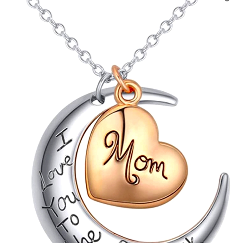 Mom's moon heart necklace